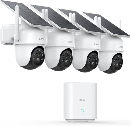 aosu D1 Classic Wireless Security Camera System - 4-Cam Kit, Solar Powered, Outdoor