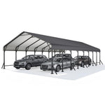 Aoxun Metal Carport - 12 x 20 ft, Galvanized Steel, Enhanced Base, Black