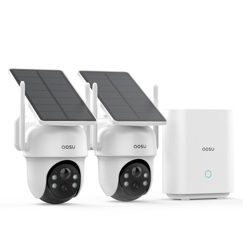 aosu D1 Classic Wireless Security Camera System - 4-Cam Kit, Solar Powered, Outdoor
