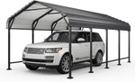 Aoxun Metal Carport - 12 x 20 ft, Galvanized Steel, Enhanced Base, Black