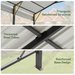 Aoxun Metal Carport - 12 x 20 ft, Galvanized Steel, Enhanced Base, Black