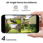 aosu D1 Classic Wireless Security Camera System - 4-Cam Kit, Solar Powered, Outdoor