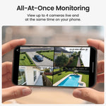 aosu D1 Classic Wireless Security Camera System - 4-Cam Kit, Solar Powered, Outdoor