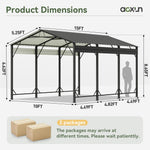 Aoxun Metal Carport - 12 x 20 ft, Galvanized Steel, Enhanced Base, Black