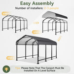 Aoxun Metal Carport - 12 x 20 ft, Galvanized Steel, Enhanced Base, Black