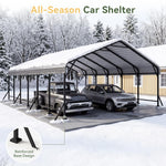 Aoxun Metal Carport - 12 x 20 ft, Galvanized Steel, Enhanced Base, Black