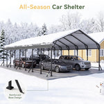 Aoxun Metal Carport - 12 x 20 ft, Galvanized Steel, Enhanced Base, Black