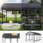 Aoxun Metal Carport - 12 x 20 ft, Galvanized Steel, Enhanced Base, Black