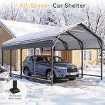 Aoxun Metal Carport - 12 x 20 ft, Galvanized Steel, Enhanced Base, Black