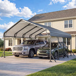Aoxun Metal Carport - 12 x 20 ft, Galvanized Steel, Enhanced Base, Black