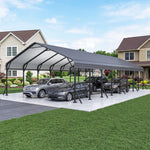 Aoxun Metal Carport - 12 x 20 ft, Galvanized Steel, Enhanced Base, Black
