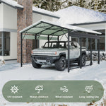 Aoxun Metal Carport - 12 x 20 ft, Galvanized Steel, Enhanced Base, Black