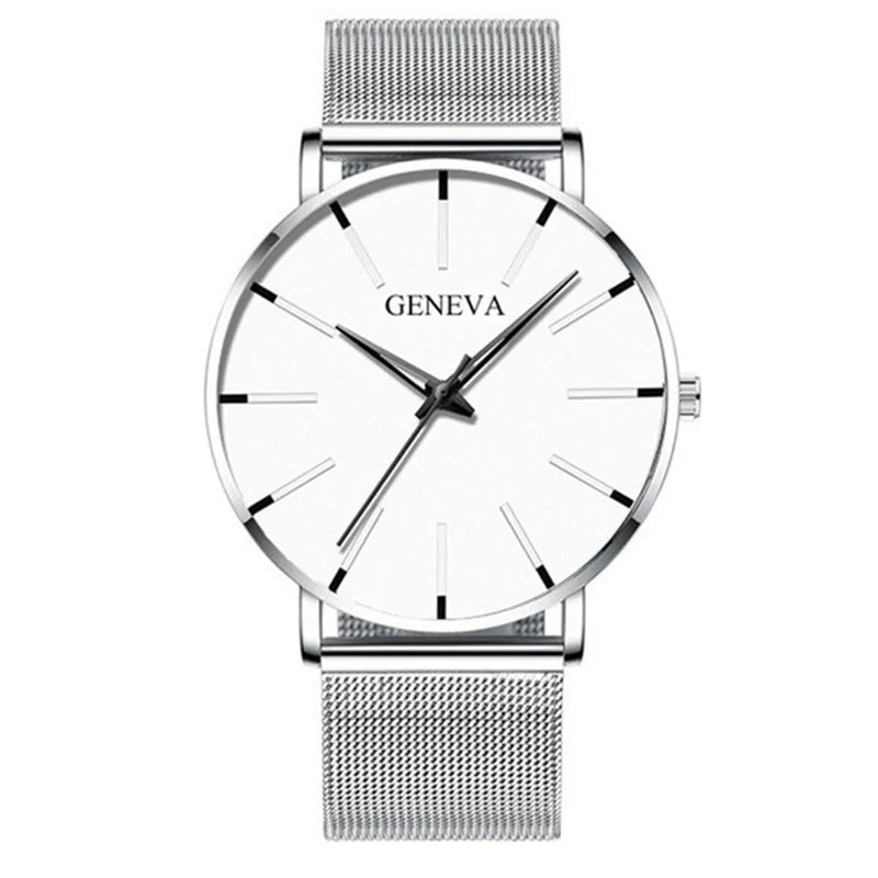 Greenmowers Men's Geneva Quartz Watch – Classic Stainless Steel Elegant Design