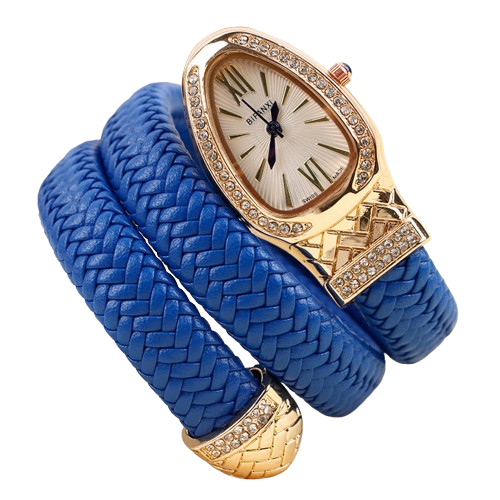 Greenmowers Women's Snake-Shaped Quartz Watch – Crystal Accent Design