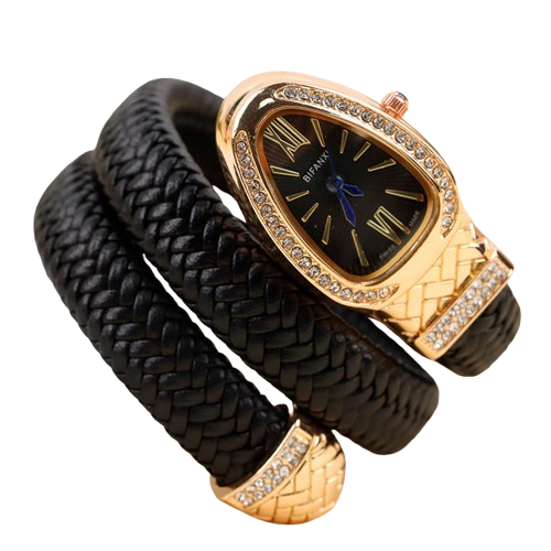 Greenmowers Women's Snake-Shaped Quartz Watch – Crystal Accent Design