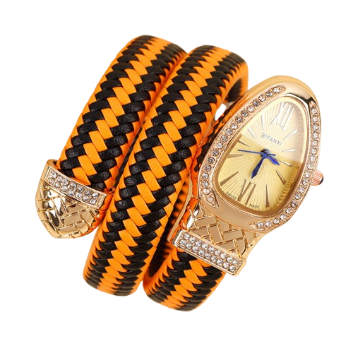 Greenmowers Women's Snake-Shaped Quartz Watch – Crystal Accent Design