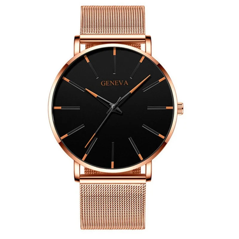Greenmowers Men's Geneva Quartz Watch – Classic Stainless Steel Elegant Design