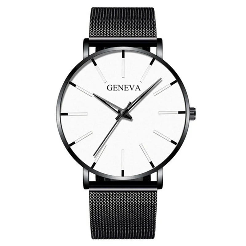Greenmowers Men's Geneva Quartz Watch – Classic Stainless Steel Elegant Design